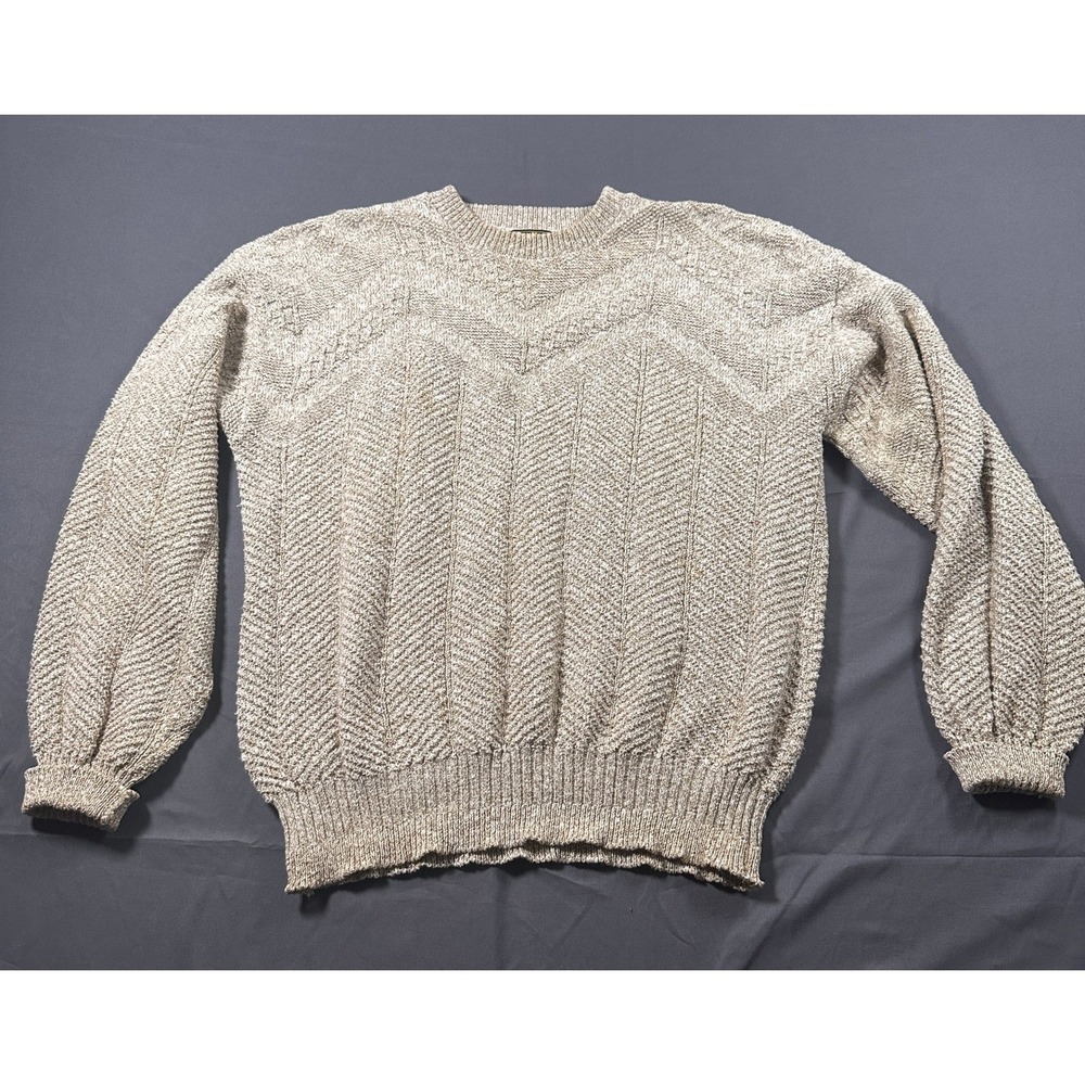 OshKosh‎ B'Gosh Tan Marled Knit Crewneck Sweater Mens Medium Made in USA Vintage